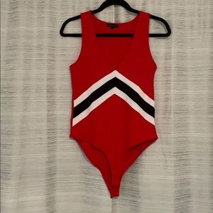 Racer striped red bodysuit